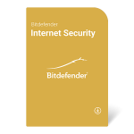 Коробка з програмним забезпеченням Bitdefender Internet Security, антивірусний захист для Інтернету, логотип Bitdefender.