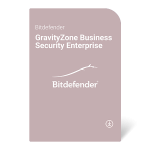 Коробка з програмним забезпеченням Bitdefender GravityZone Business Security Enterprise, комплексний захист для бізнесу, логотип Bitdefender.